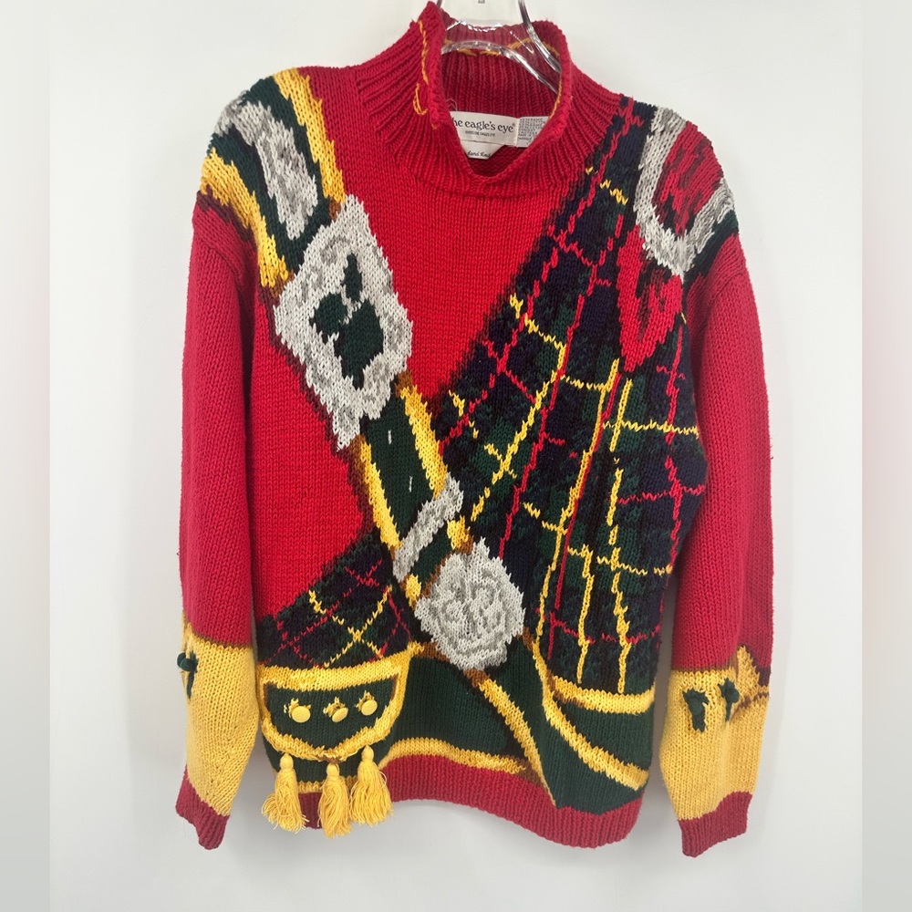 VTG 1990s The Eagles Eye Knit Sweater Medium Royal Guard Drummer Boy Soldier